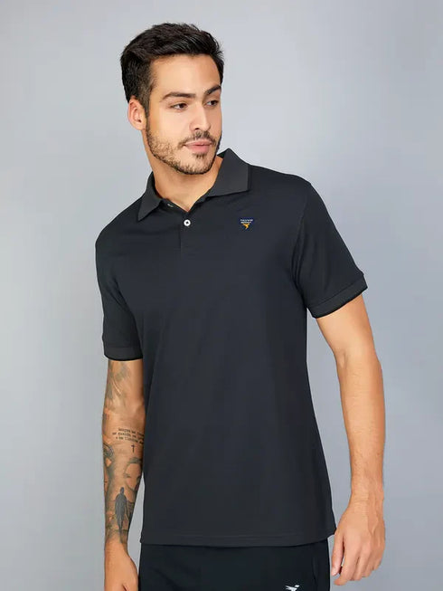 Men Solid Slim Fit Polo T-shirt with TECHNO COOL+