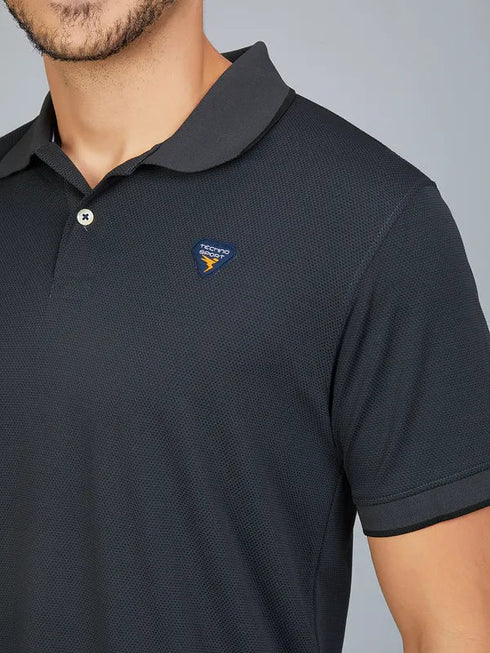 Men Solid Slim Fit Polo T-shirt with TECHNO COOL+