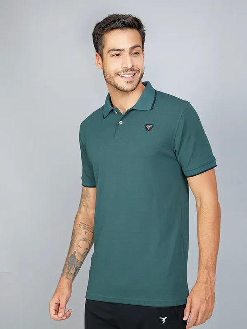 Men Solid Slim Fit Polo T-shirt with TECHNO COOL+