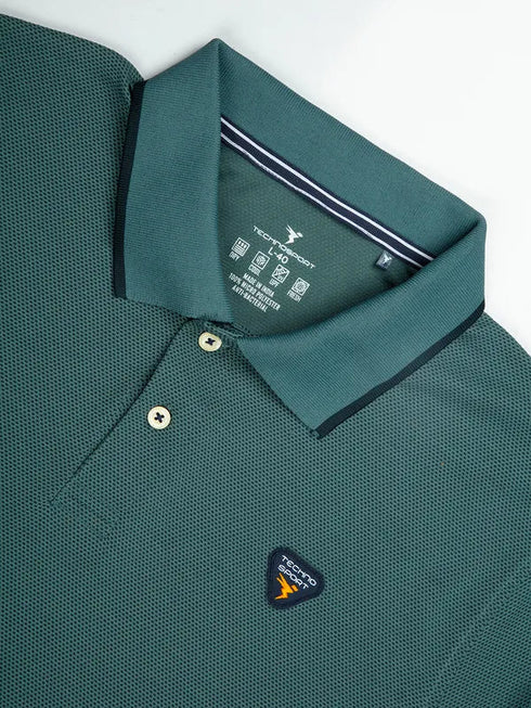 Men Solid Slim Fit Polo T-shirt with TECHNO COOL+
