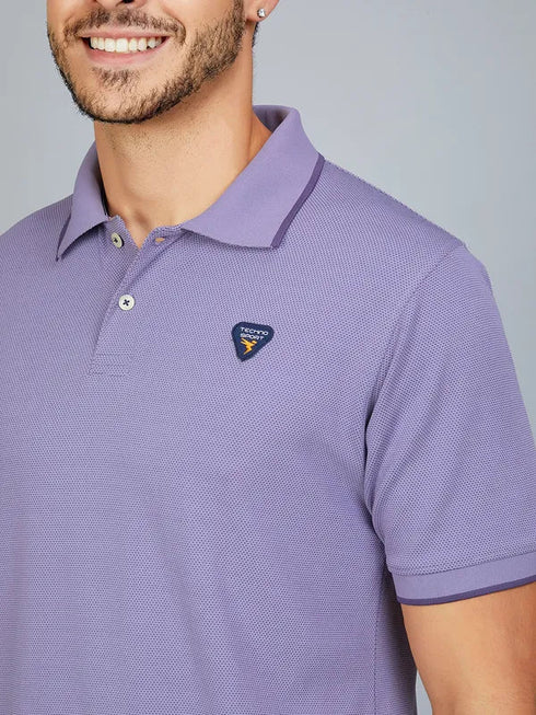Men Solid Slim Fit Polo T-shirt with TECHNO COOL+