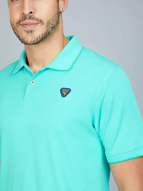Men Solid Slim Fit Polo T-shirt with TECHNO COOL+