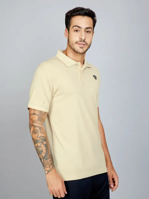Men Solid Slim Fit Polo T-shirt with TECHNO COOL+