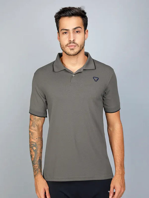 Men Solid Slim Fit Polo T-shirt with TECHNO COOL+