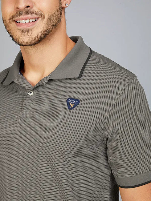 Men Solid Slim Fit Polo T-shirt with TECHNO COOL+