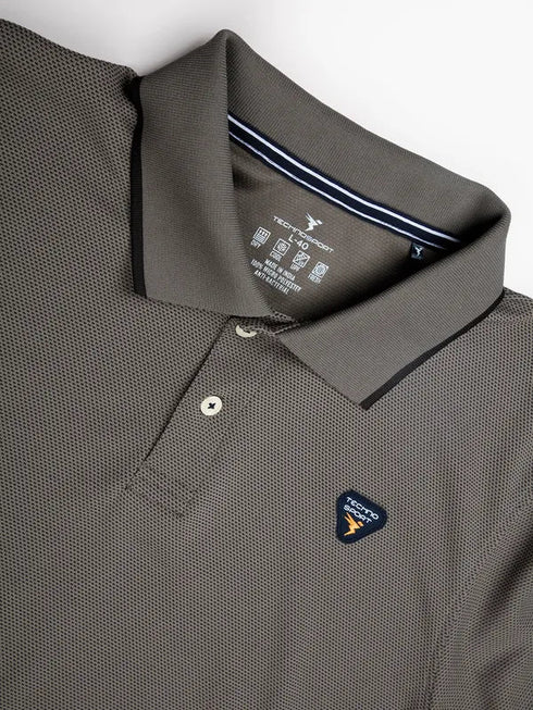 Men Solid Slim Fit Polo T-shirt with TECHNO COOL+