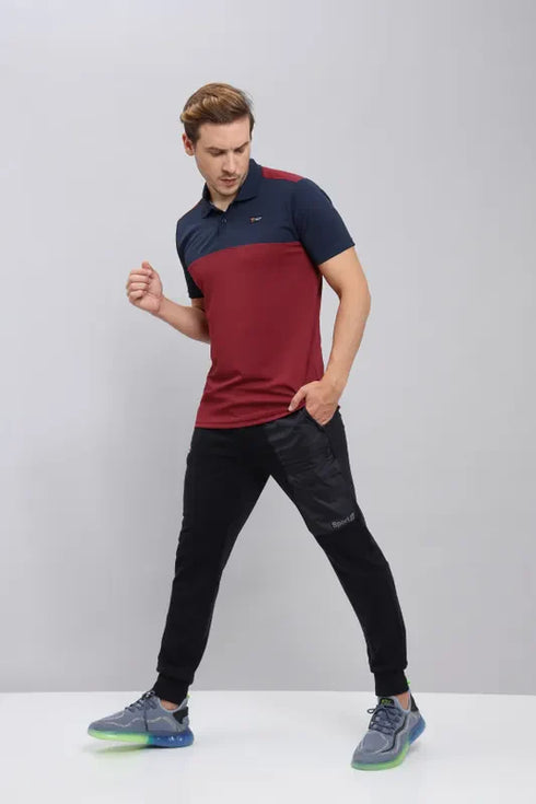 Men Colorblock Slim Fit Polo T-shirt with TECHNO COOL+