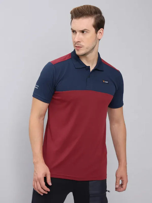 Men Colorblock Slim Fit Polo T-shirt with TECHNO COOL+
