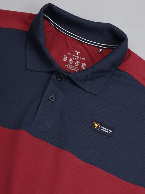 Men Colorblock Slim Fit Polo T-shirt with TECHNO COOL+