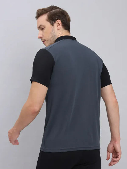 Men Colorblock Slim Fit Polo T-shirt with TECHNO COOL+