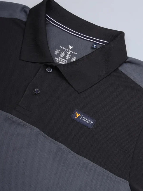 Men Colorblock Slim Fit Polo T-shirt with TECHNO COOL+
