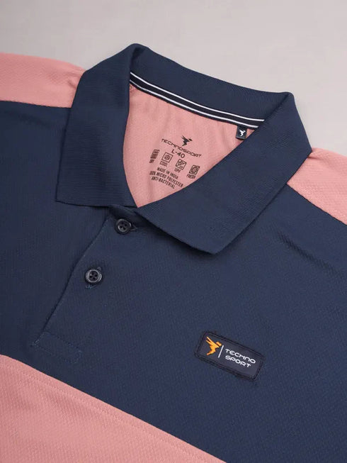 Men Colorblock Slim Fit Polo T-shirt with TECHNO COOL+