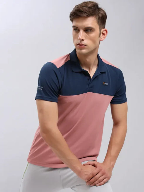 Men Colorblock Slim Fit Polo T-shirt with TECHNO COOL+