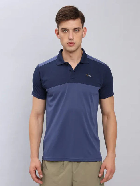Men Colorblock Slim Fit Polo T-shirt with TECHNO COOL+