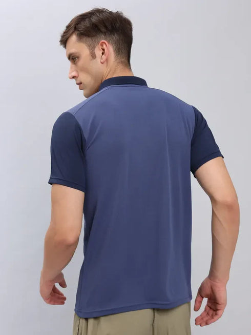 Men Colorblock Slim Fit Polo T-shirt with TECHNO COOL+