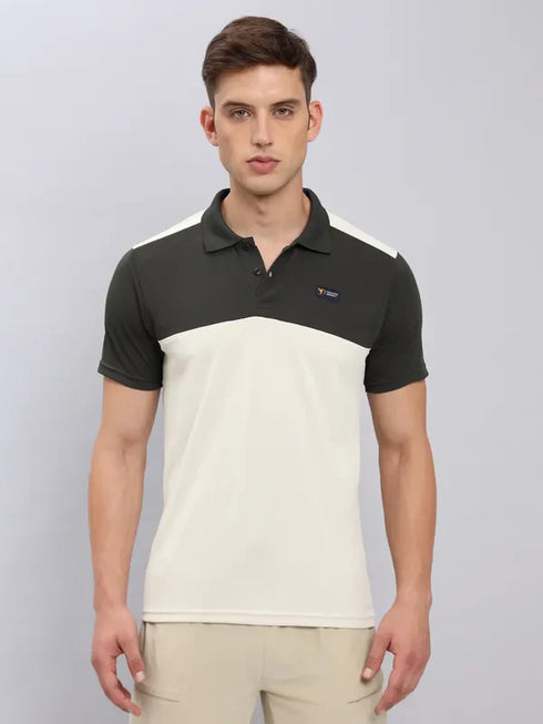Men Colorblock Slim Fit Polo T-shirt with TECHNO COOL+