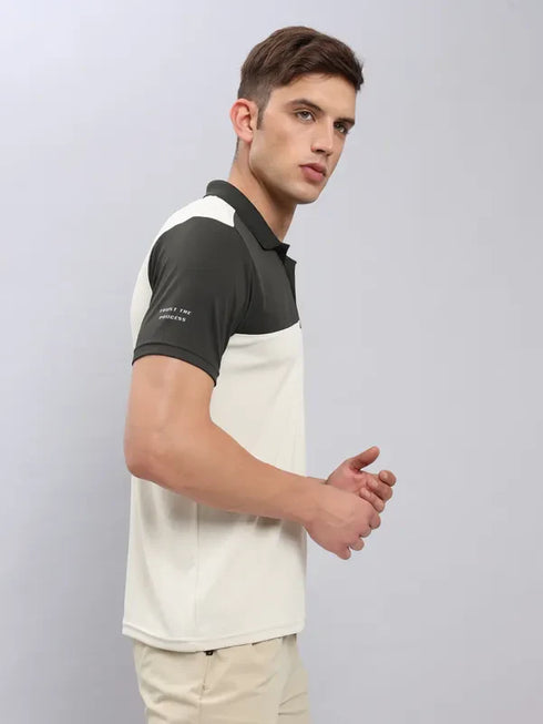 Men Colorblock Slim Fit Polo T-shirt with TECHNO COOL+