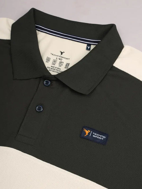 Men Colorblock Slim Fit Polo T-shirt with TECHNO COOL+