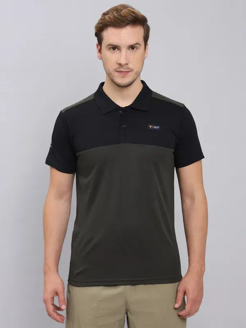 Men Colorblock Slim Fit Polo T-shirt with TECHNO COOL+