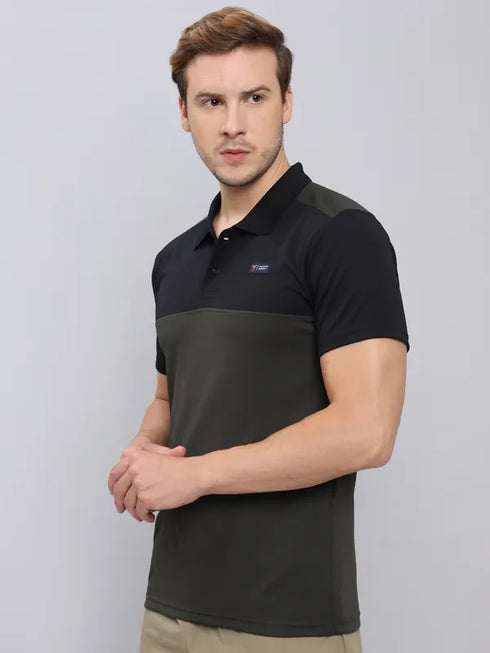 Men Colorblock Slim Fit Polo T-shirt with TECHNO COOL+