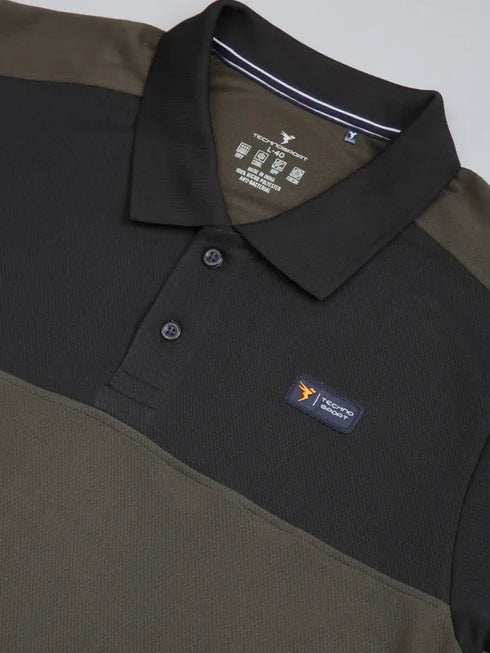 Men Colorblock Slim Fit Polo T-shirt with TECHNO COOL+