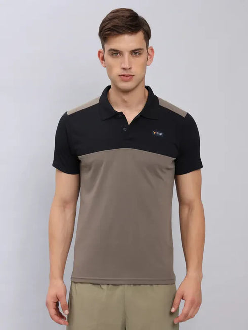 Men Colorblock Slim Fit Polo T-shirt with TECHNO COOL+