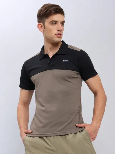 Men Colorblock Slim Fit Polo T-shirt with TECHNO COOL+
