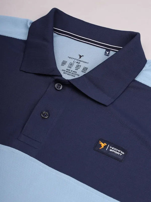Men Colorblock Slim Fit Polo T-shirt with TECHNO COOL+