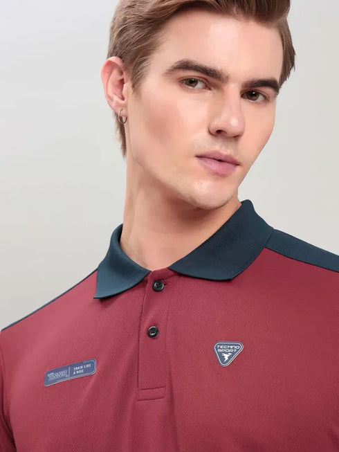 Men Colorblock Slim Fit Polo T-shirt with TECHNO COOL+