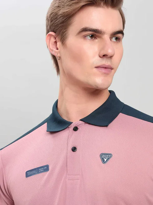 Men Colorblock Slim Fit Polo T-shirt with TECHNO COOL+