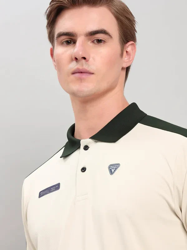 Men Colorblock Slim Fit Polo T-shirt with TECHNO COOL+