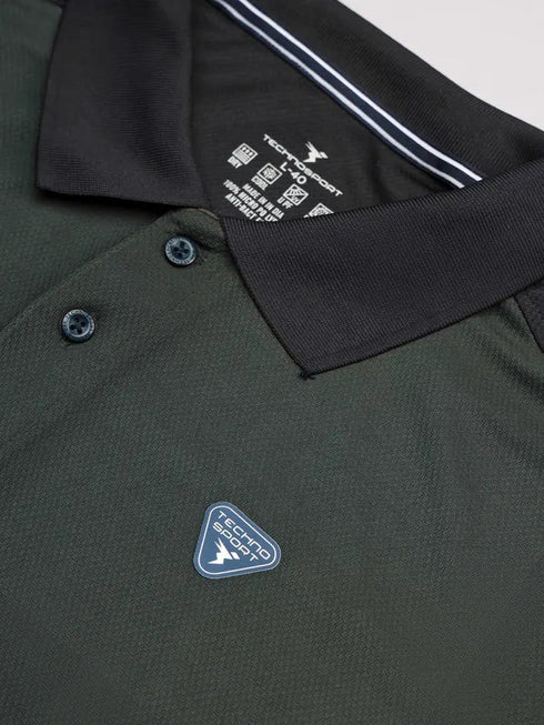 Men Colorblock Slim Fit Polo T-shirt with TECHNO COOL+
