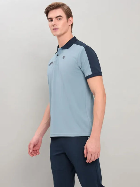 Men Colorblock Slim Fit Polo T-shirt with TECHNO COOL+