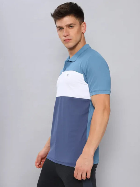 Men Colorblock Slim Fit Polo T-shirt with MATPIQ