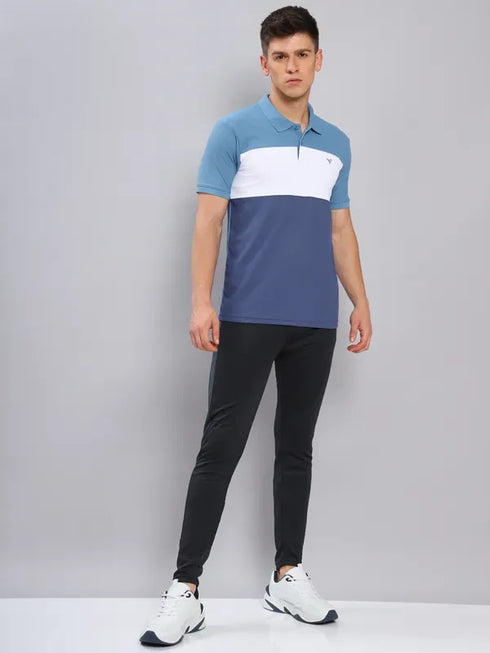 Men Colorblock Slim Fit Polo T-shirt with MATPIQ