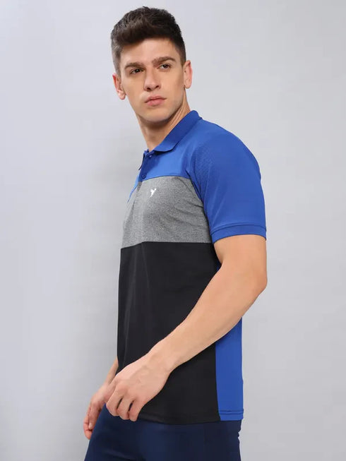 Men Colorblock Slim Fit Polo T-shirt with MATPIQ