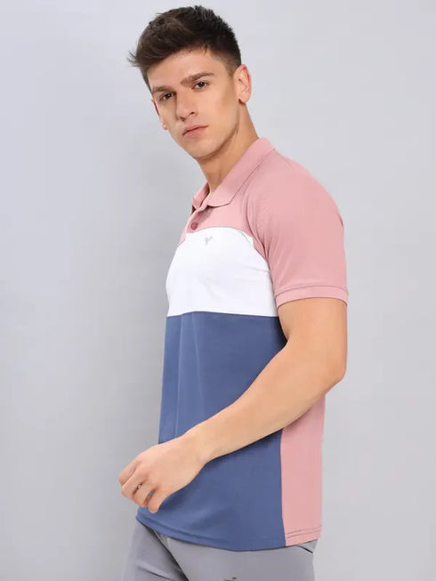 Men Colorblock Slim Fit Polo T-shirt with MATPIQ