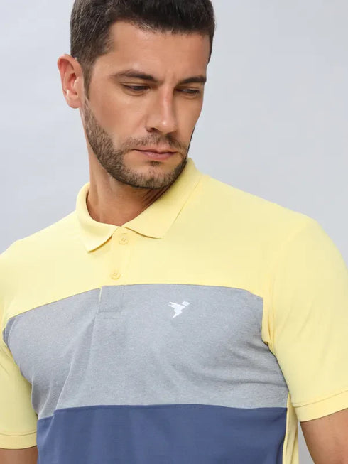 Men Colorblock Slim Fit Polo T-shirt with MATPIQ