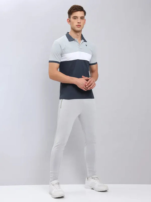 Men Colorblock Slim Fit Polo T-shirt with MATPIQ