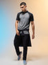 Men Melange Slim Fit Mock Neck T-shirt with TECHNO COOL+