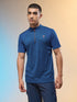 Men Melange Slim Fit Mock Neck T-shirt with TECHNO COOL+