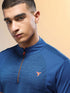 Men Melange Slim Fit Mock Neck T-shirt with TECHNO COOL+