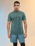 Men Melange Slim Fit Mock Neck T-shirt with TECHNO COOL+