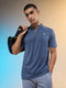Men Melange Slim Fit Mock Neck T-shirt with TECHNO COOL+