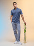Men Melange Slim Fit Mock Neck T-shirt with TECHNO COOL+