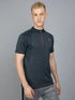 Men Melange Slim Fit Mock Neck T-shirt with TECHNO COOL+