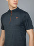 Men Melange Slim Fit Mock Neck T-shirt with TECHNO COOL+