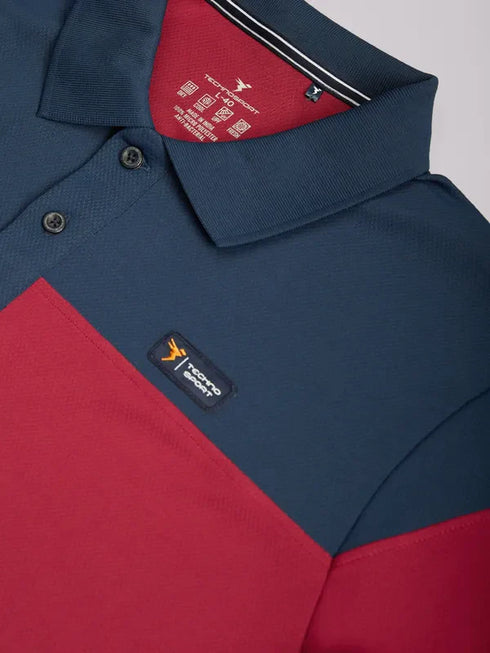 Men Colorblock Slim Fit Polo T-shirt with TECHNO DRY