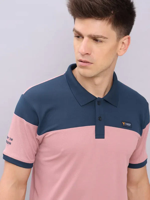 Men Colorblock Slim Fit Polo T-shirt with TECHNO DRY
