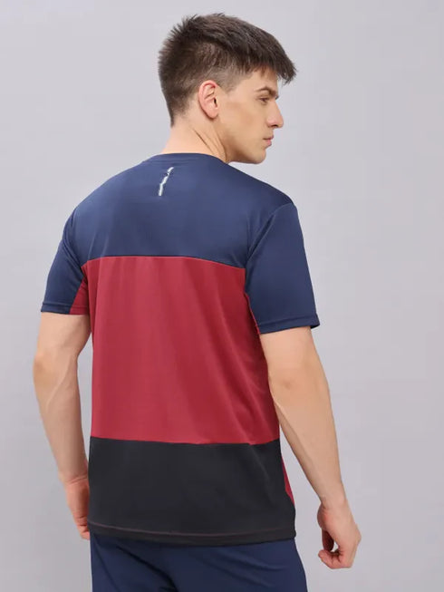 Men Colorblock Slim Fit Crew Neck T-shirt with TECHNO COOL+